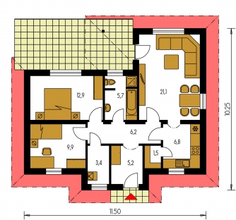 Floor plan of ground floor - BUNGALOW 70